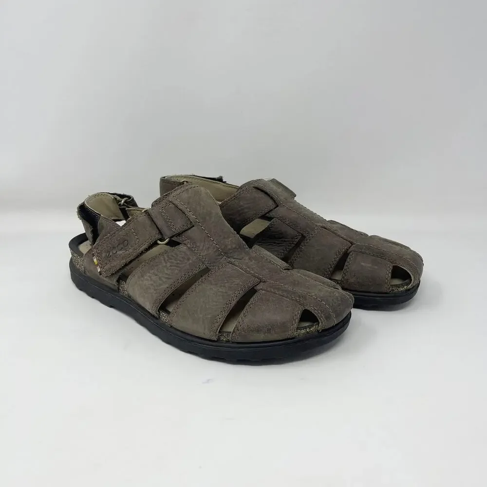 Ecco Cozmo Fisherman Sandal Mens 41/7-7.5 Brown Nubuck Cork‎ Footbed Closed Toe